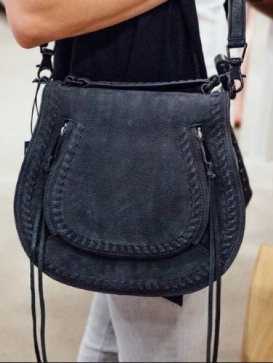 Rebecca Minkoff Handbags - Rebecca Minkoff Vanity Saddle Bag Black Leather Whipstitch Fringe
